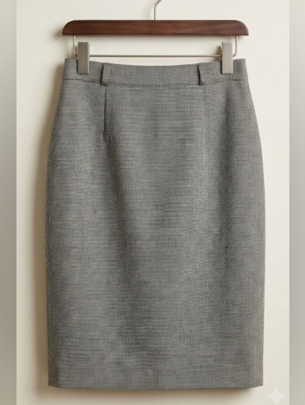 VTG 80's 100% Wool Tailored Grey Pencil Skirt - Lined (Sz S/M) Classic Fall Warm